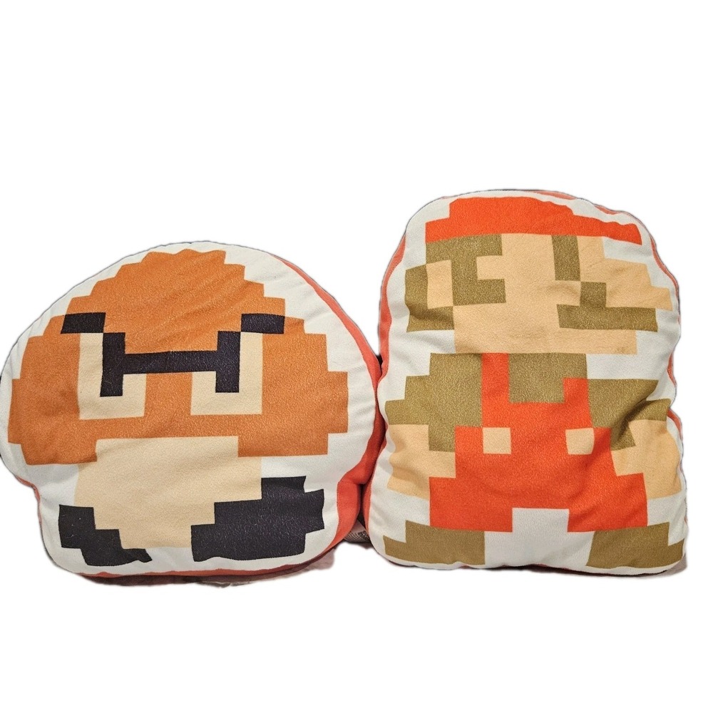 Super Mario‎ 8-Bit Throw Pillow Bundle Nintendo Kids Room Decor